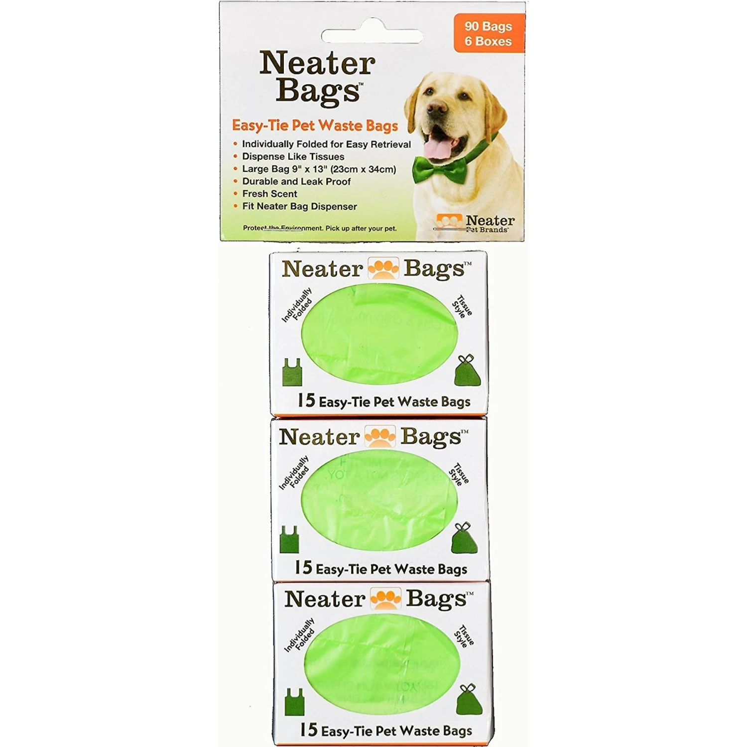 Neater Pets Neater Bags Easy-Tie Tissue-Like Dispensing Pet Waste Refill Bags