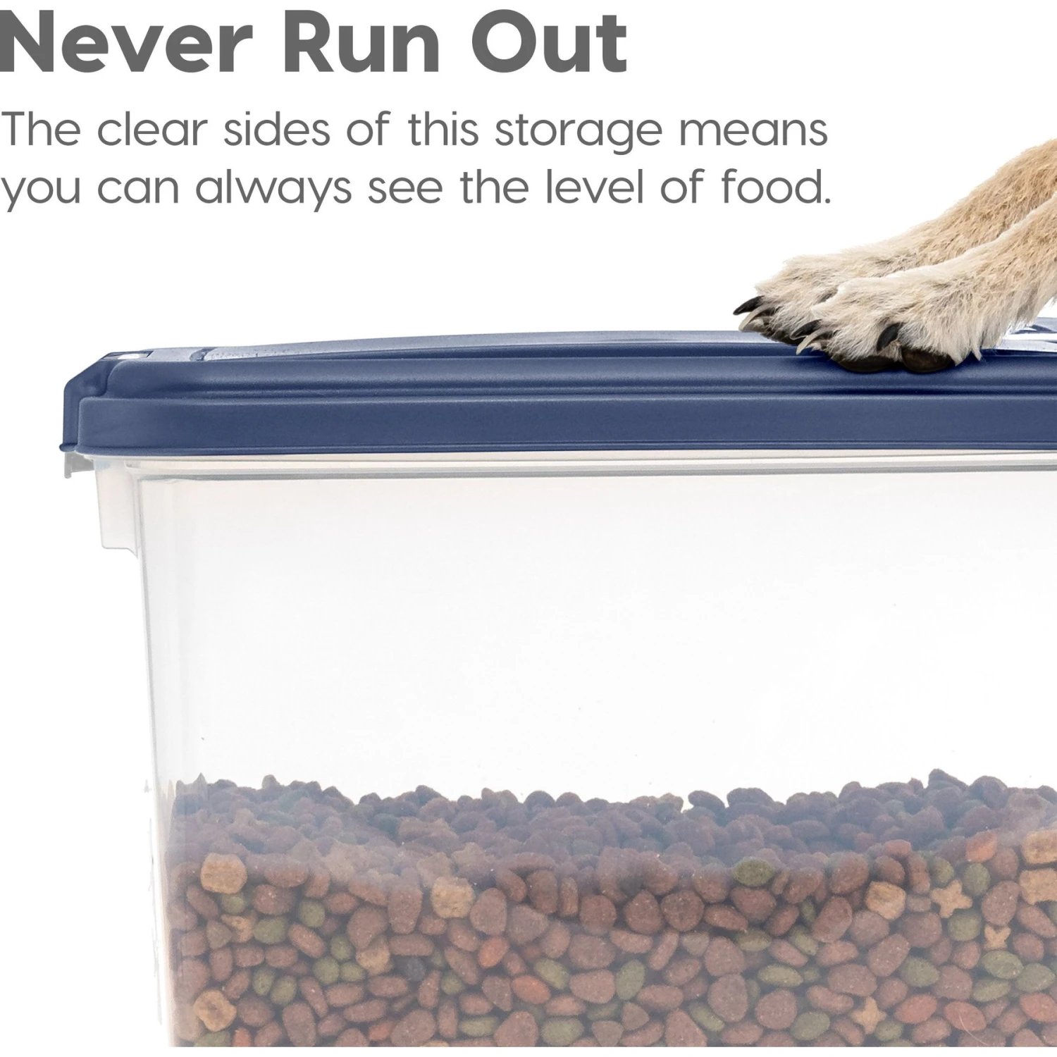 IRIS USA 2-Piece WeatherPro Airtight Stackable Dog Cat & Bird Food Pet Food Storage Container Combo & Treat Box, Navy, 35-lb - Image 7