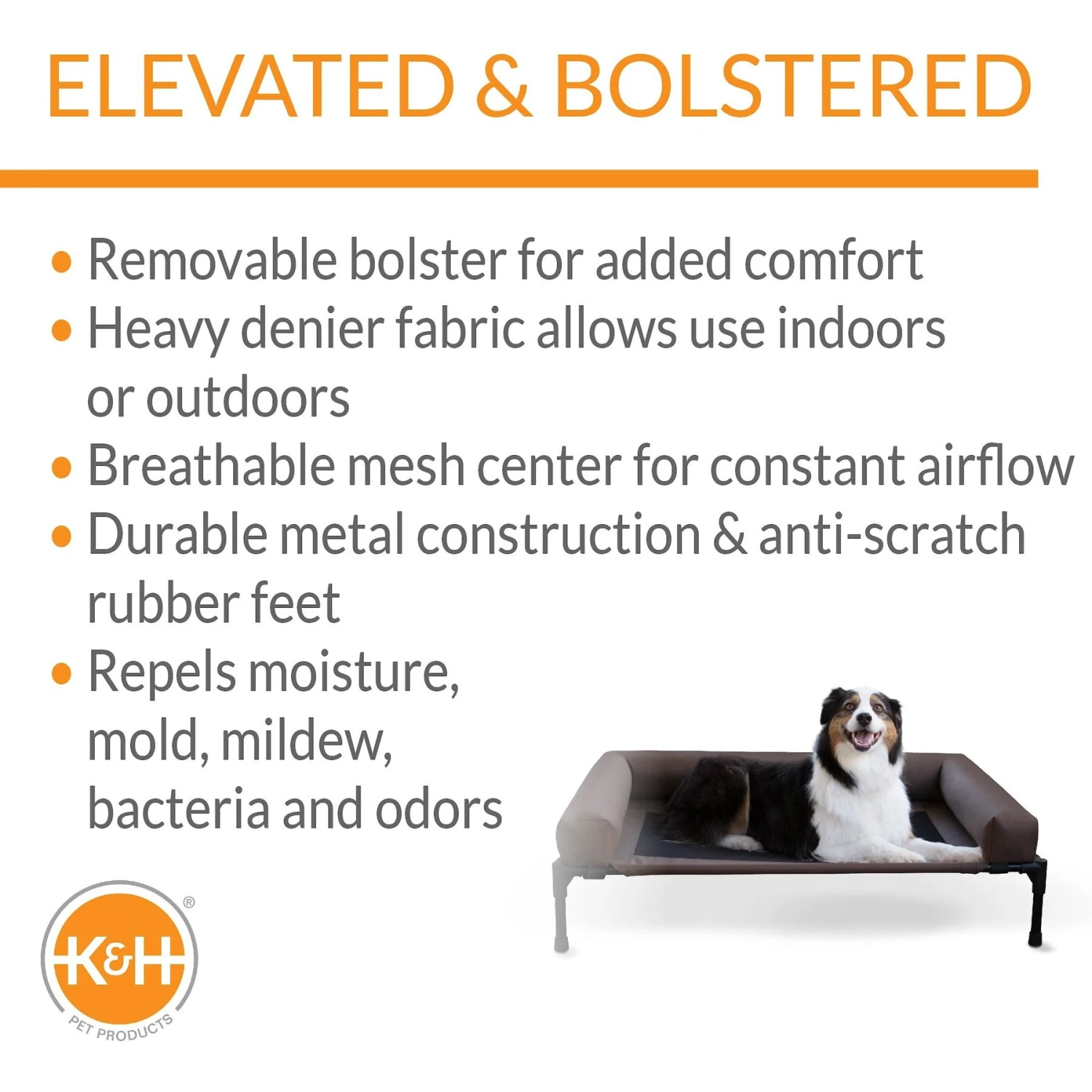 K&H Pet Products Original Bolster Pet Cot Elevated Dog Bed, Chocolate - Image 3