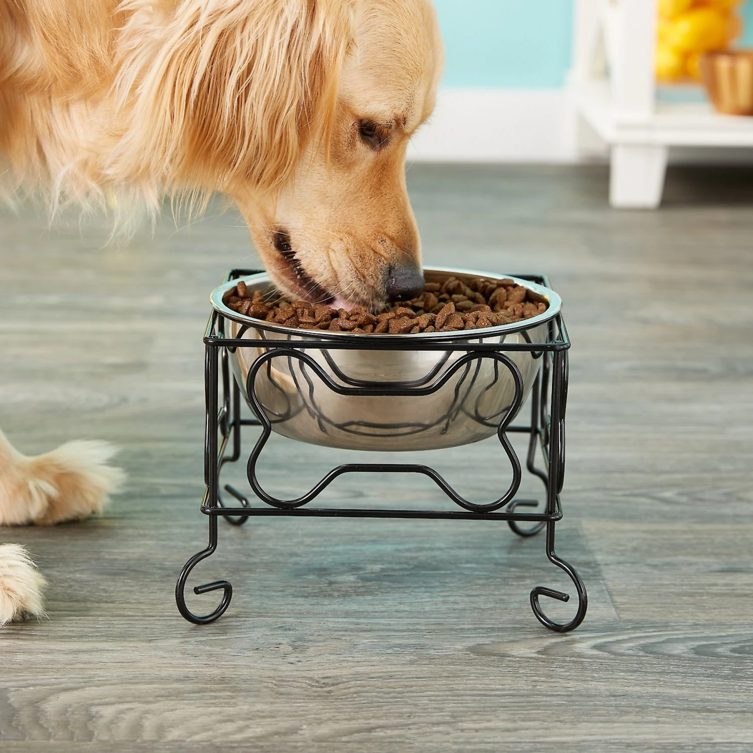 YML Wrought Iron Stand With Stainless Steel Dog Bowl - Image 3