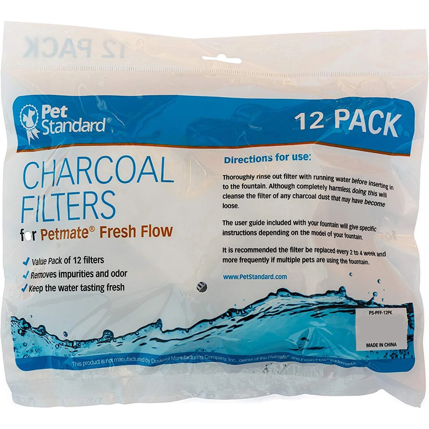 Pet Standard Charcoal Filters For PetMate Fresh Flow, 12 Count - Image 2