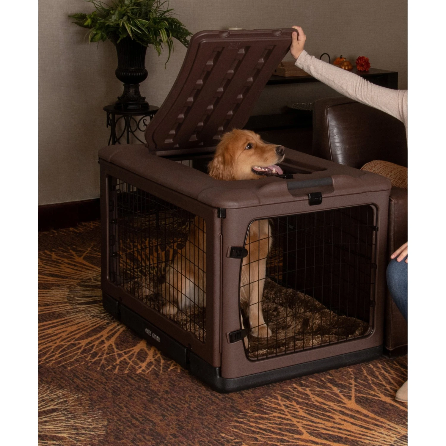 Pet Gear The Other Door 4-Door Collapsible Wire Dog Crate & Pad, Chocolate - Image 4
