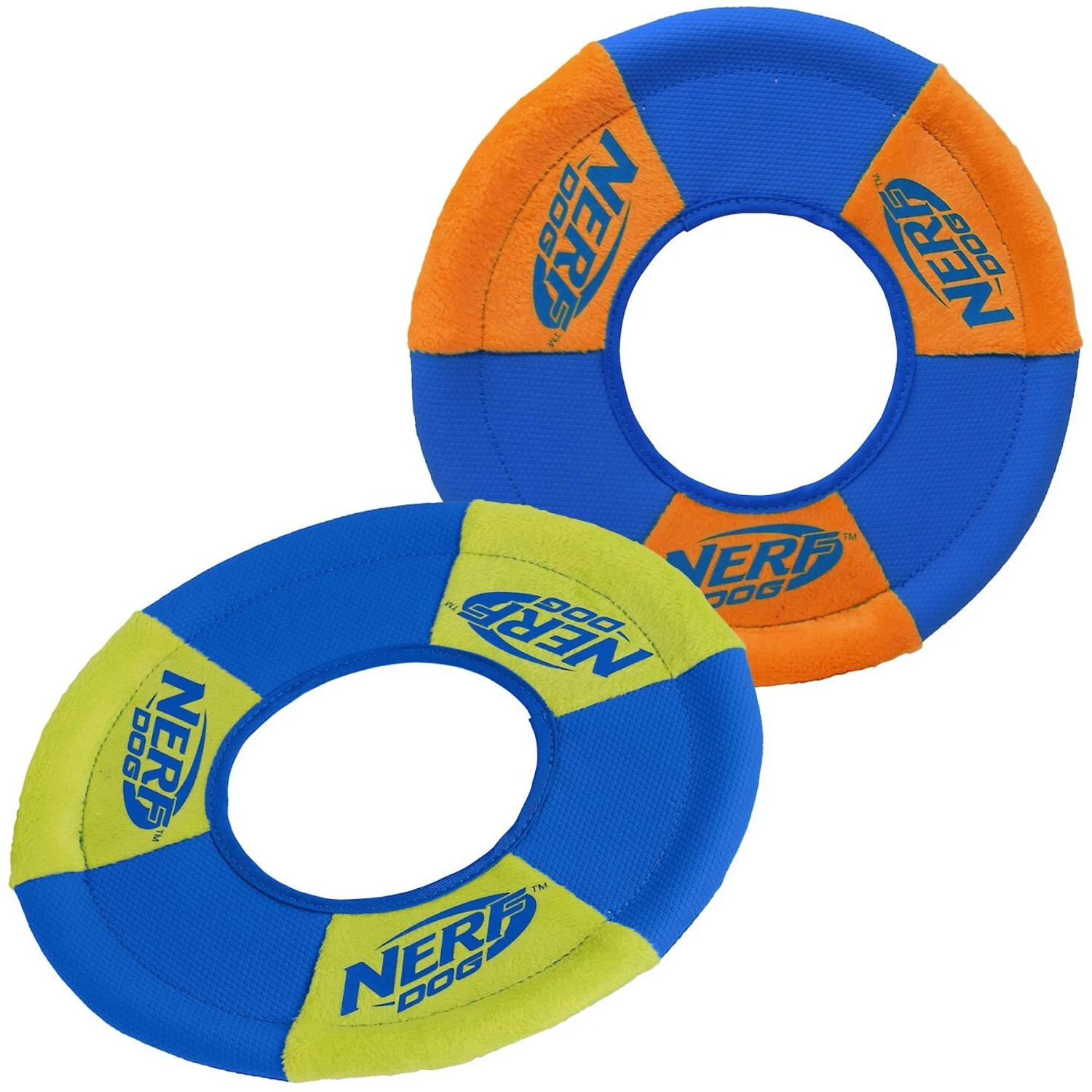 Nerf Dog Flyer Ultraplush Trackshot Toss Tug Ring Dog Toy, 2 Count - Image 2