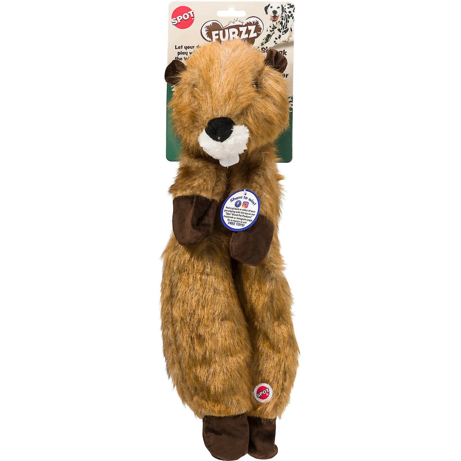 Ethical Pet Furzz Beaver Squeaky Plush Dog Toy
