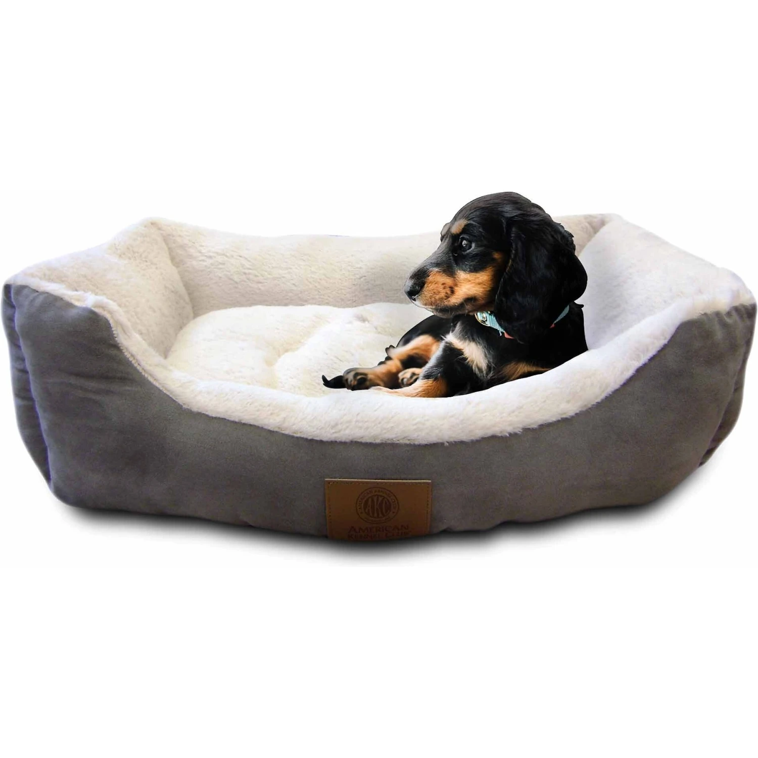American Kennel Club AKC Burlap Bolster Cat & Dog Bed - Image 2