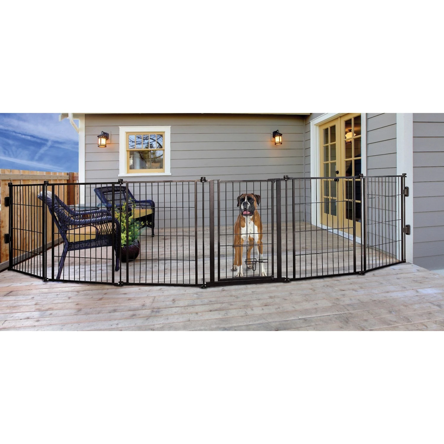 Carlson Pet Products Weatherproof Outdoor Super Wide Dog Gate, Black