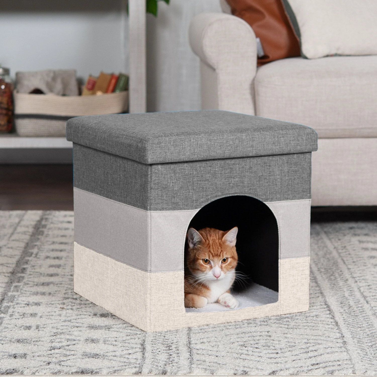 FurHaven House Footstool & Ottoman Dog & Cat Bed