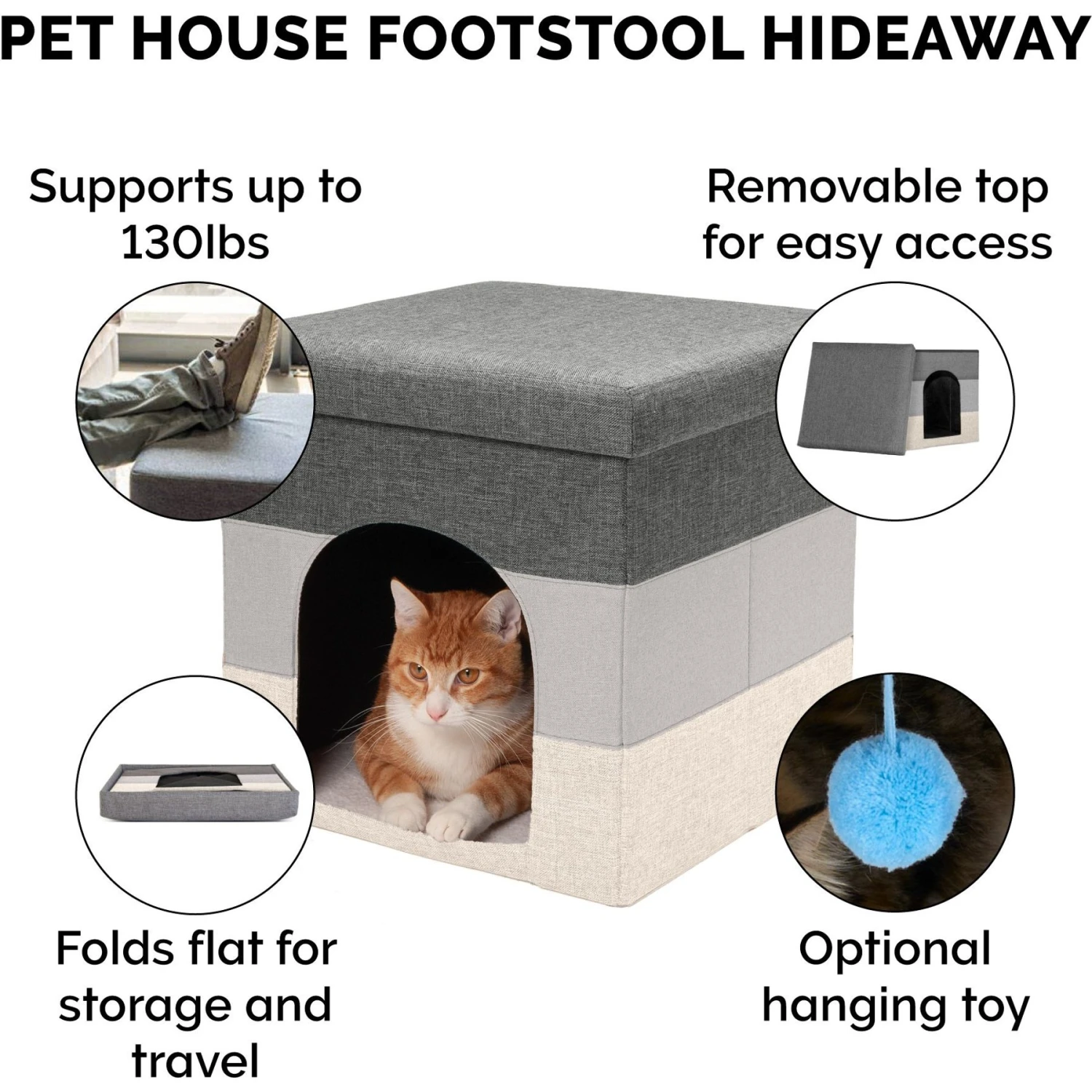 FurHaven House Footstool & Ottoman Dog & Cat Bed - Image 7