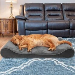 FurHaven Minky Plush Luxe Lounger Cooling Gel Dog Bed With Removable Cover