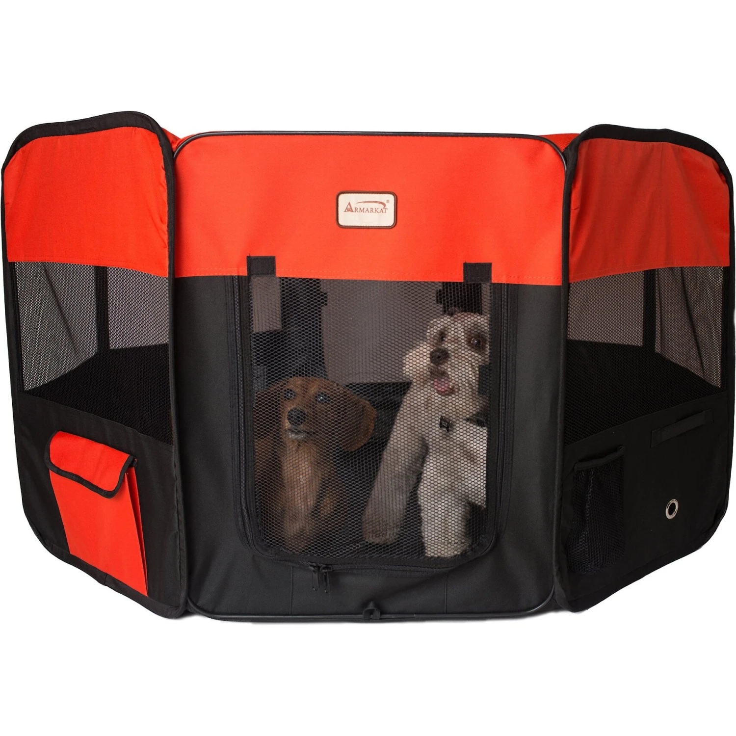 Armarkat Model PP002R Portable Soft-sided Dog & Cat Playpen, Black & Red - Image 2