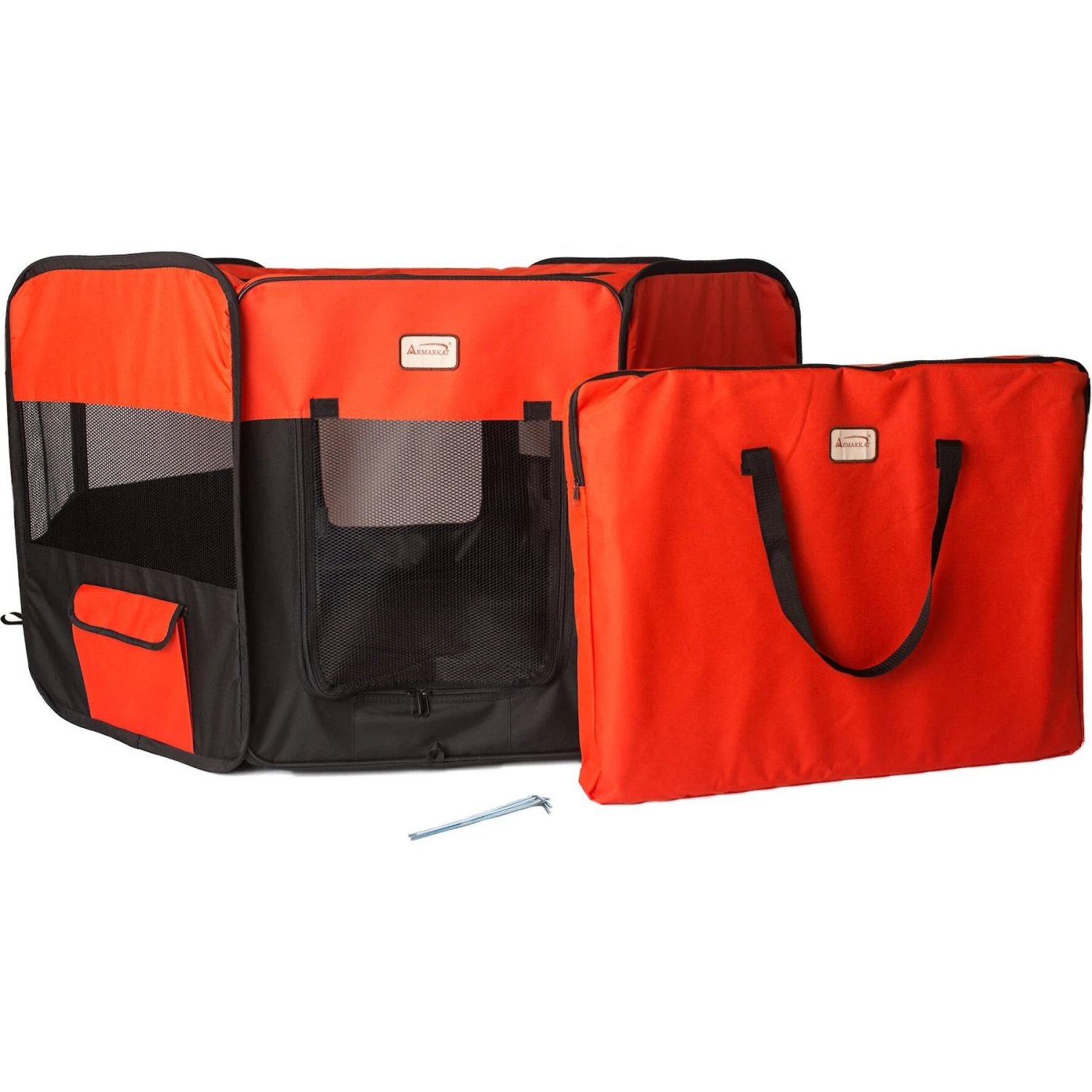 Armarkat Model PP002R Portable Soft-sided Dog & Cat Playpen, Black & Red - Image 3