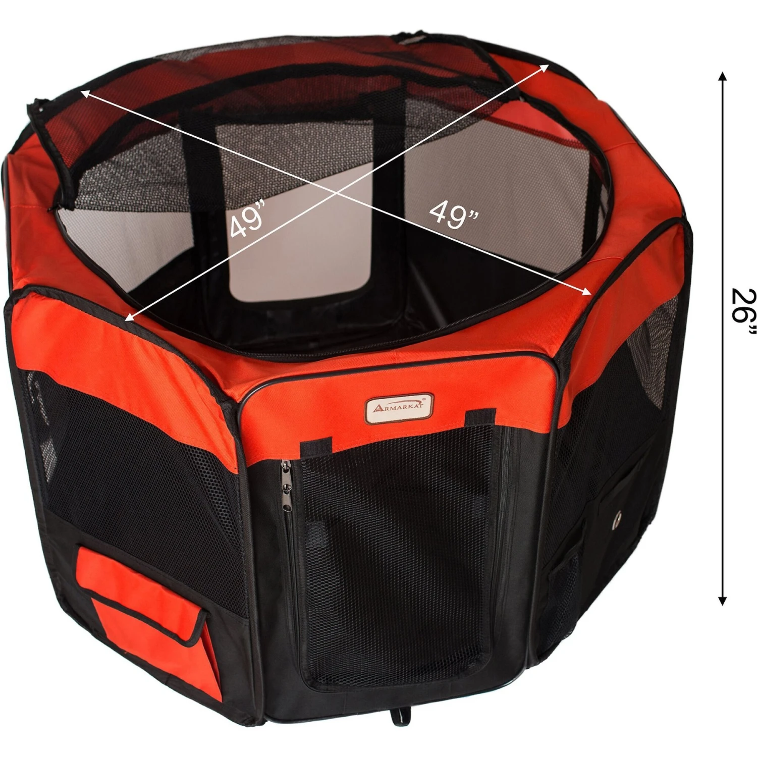 Armarkat Model PP002R Portable Soft-sided Dog & Cat Playpen, Black & Red - Image 8