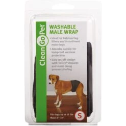 Clean Go Pet Washable Male Dog Wrap, Black