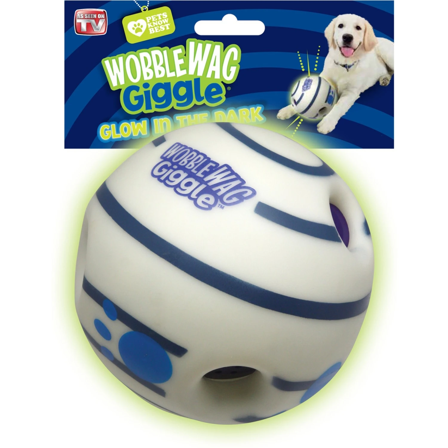 Wobble Wag Giggle Ball Glow In The Dark Squeaky Dog Toy