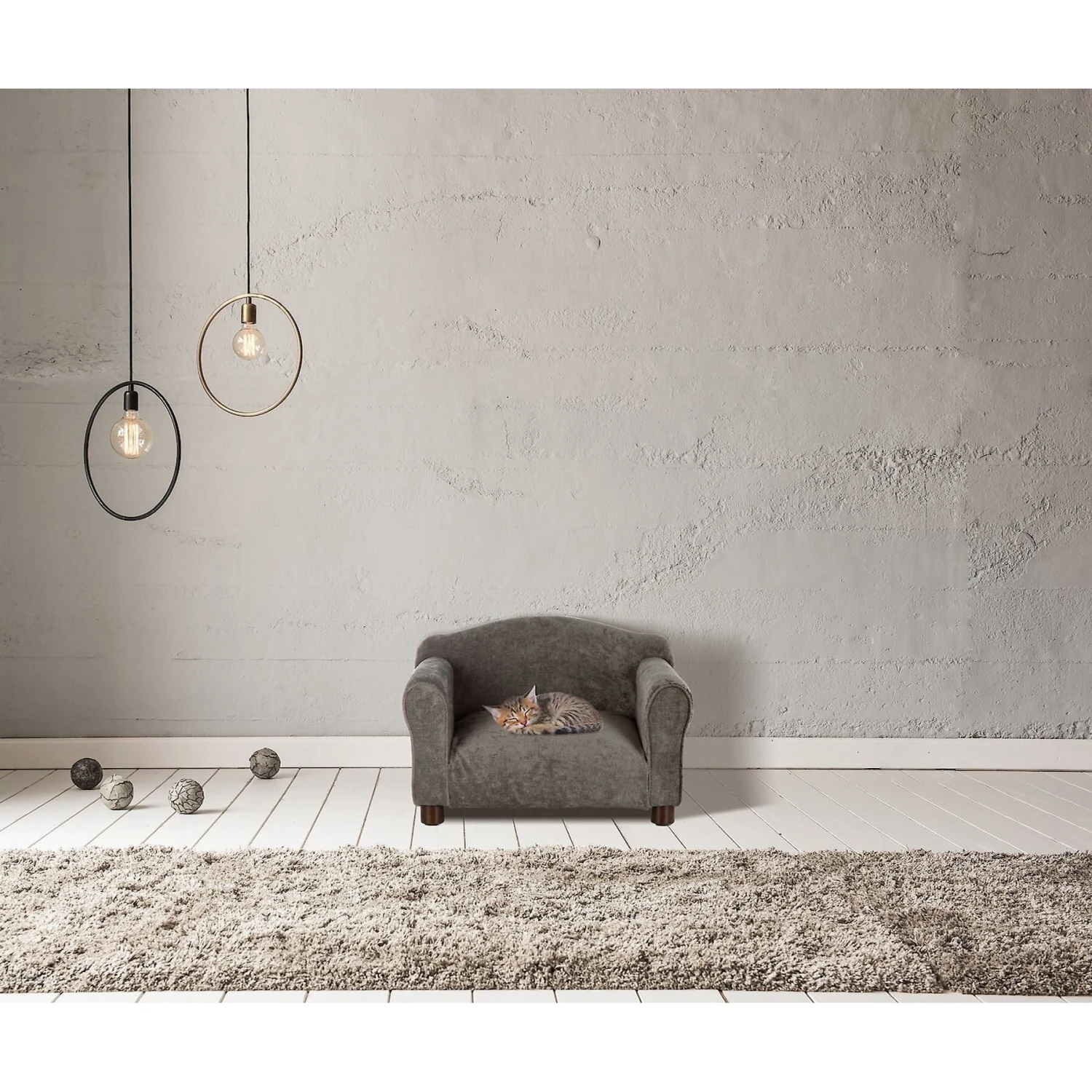 Club Nine Pets Traditional Chair Sofa Cat & Dog Bed, Charcoal - Image 2