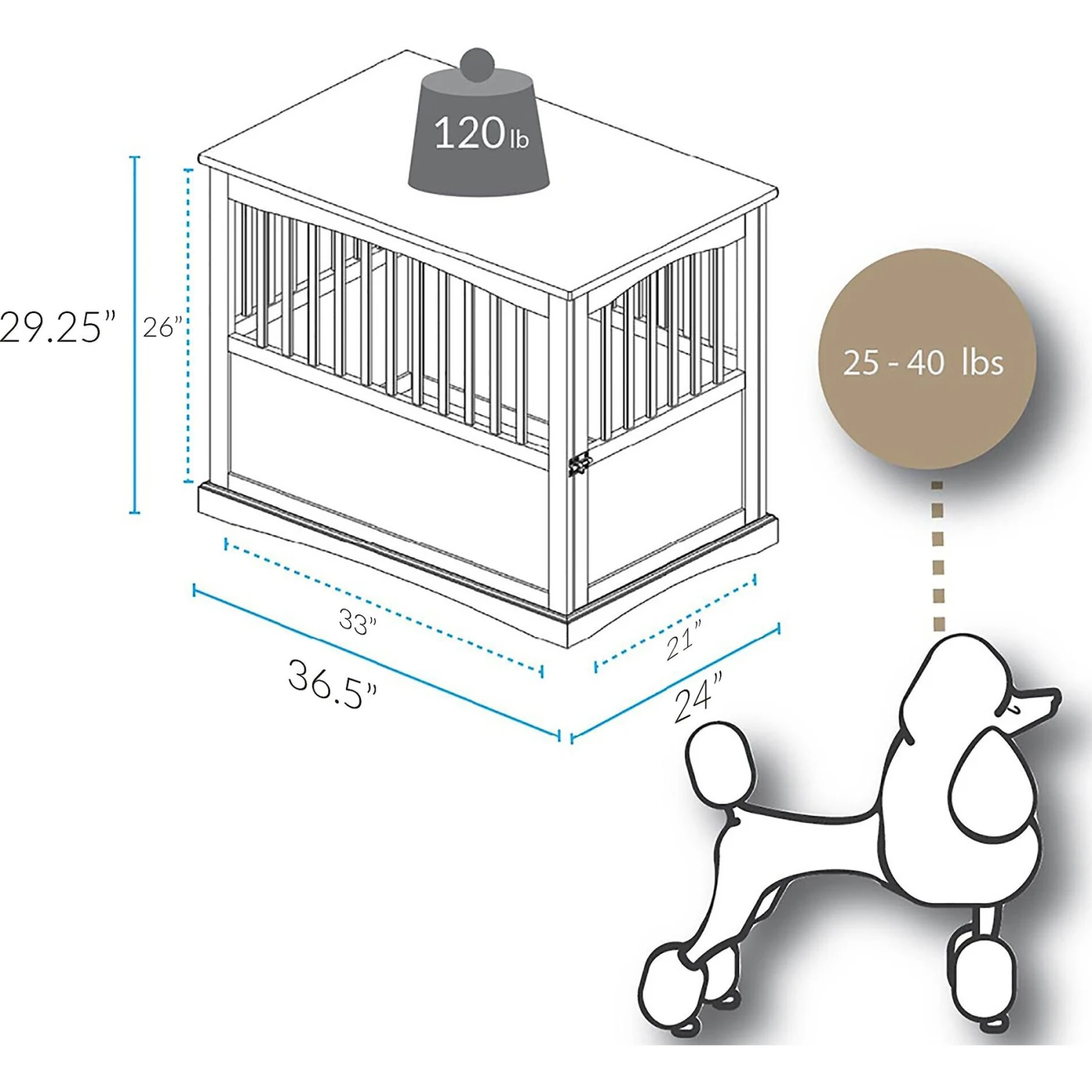 Casual Home End Table Dog Crate - Image 3