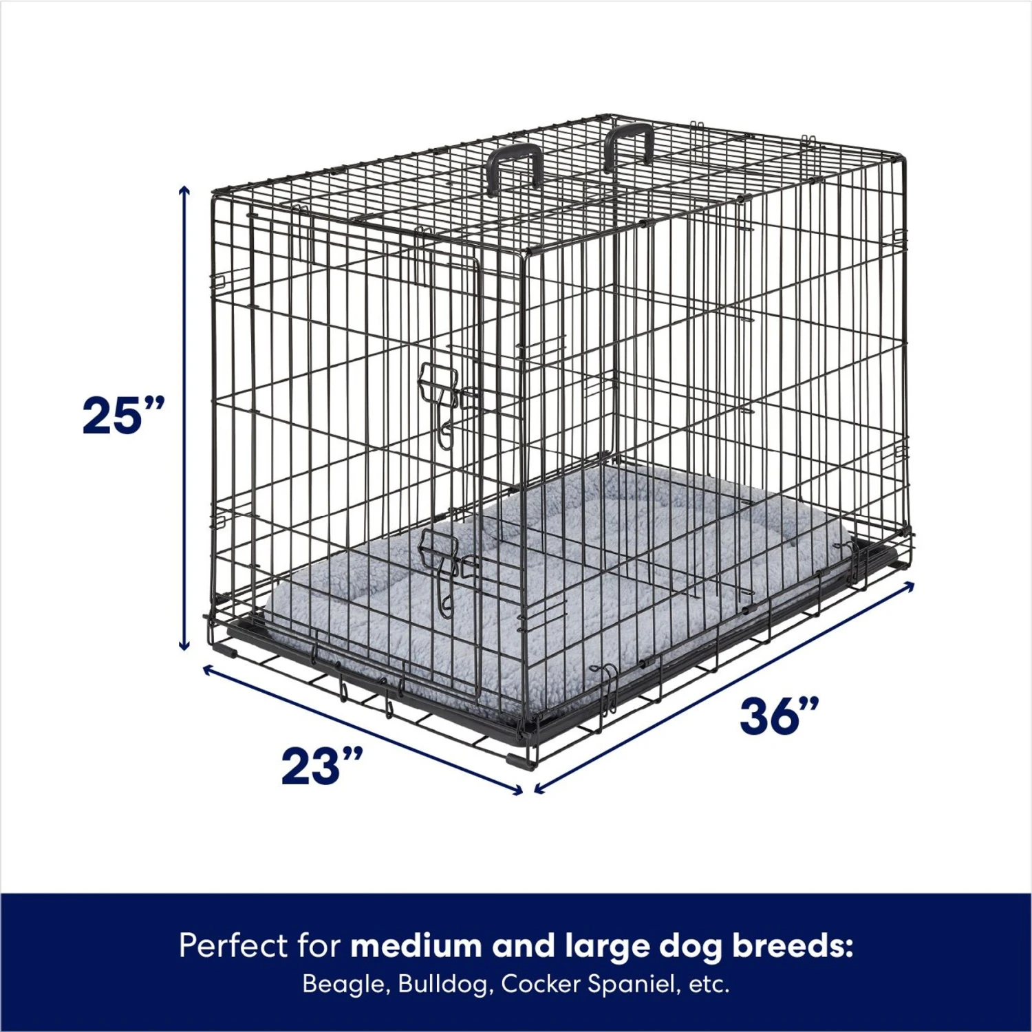 Frisco Fold & Carry Single Door Collapsible Wire Dog Crate & Mat Kit - Image 2
