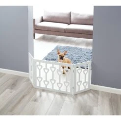 Etna Wooden Heart Shape Design Pet Gate, White