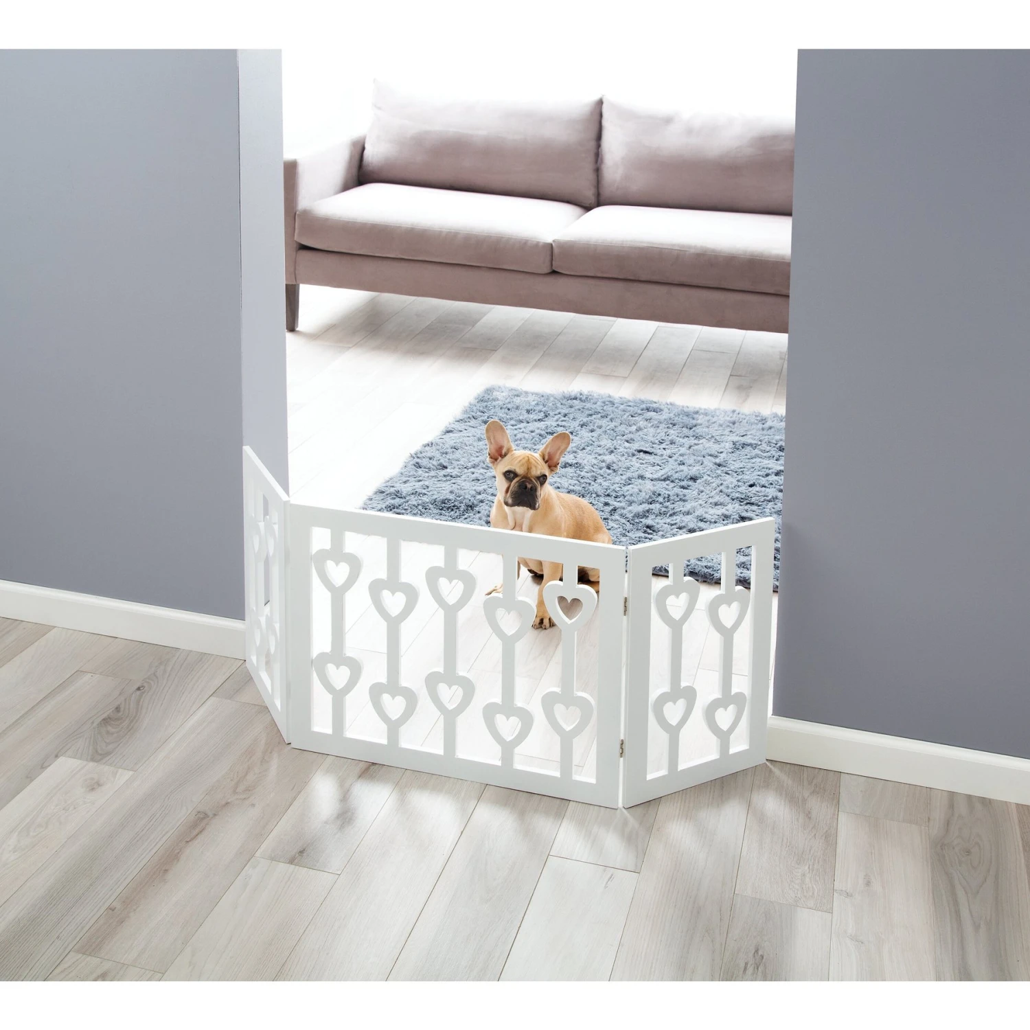 Etna Wooden Heart Shape Design Pet Gate, White