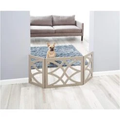 Etna Wooden Curves Pet Gate, Gray