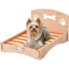 Etna Wooden Bone & Paw Design Sofa Cat & Dog Bed With Removable Cover