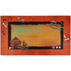 Drymate Red Border Red Dog House Dog Bowl Place Mat