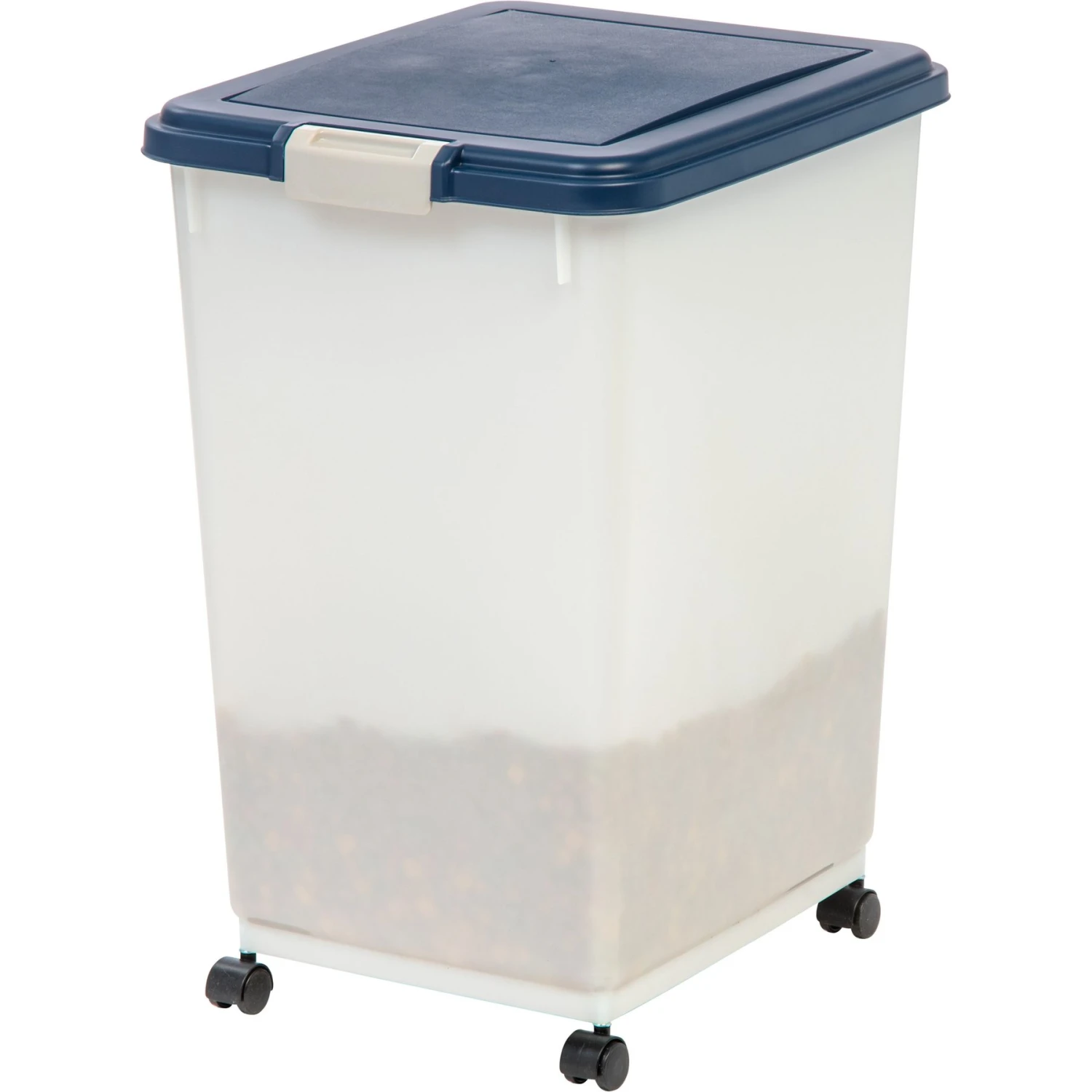 IRIS USA WeatherPro Airtight Dog, Cat, Bird & Other Pet Food Storage Bin Container With Attachable Casters