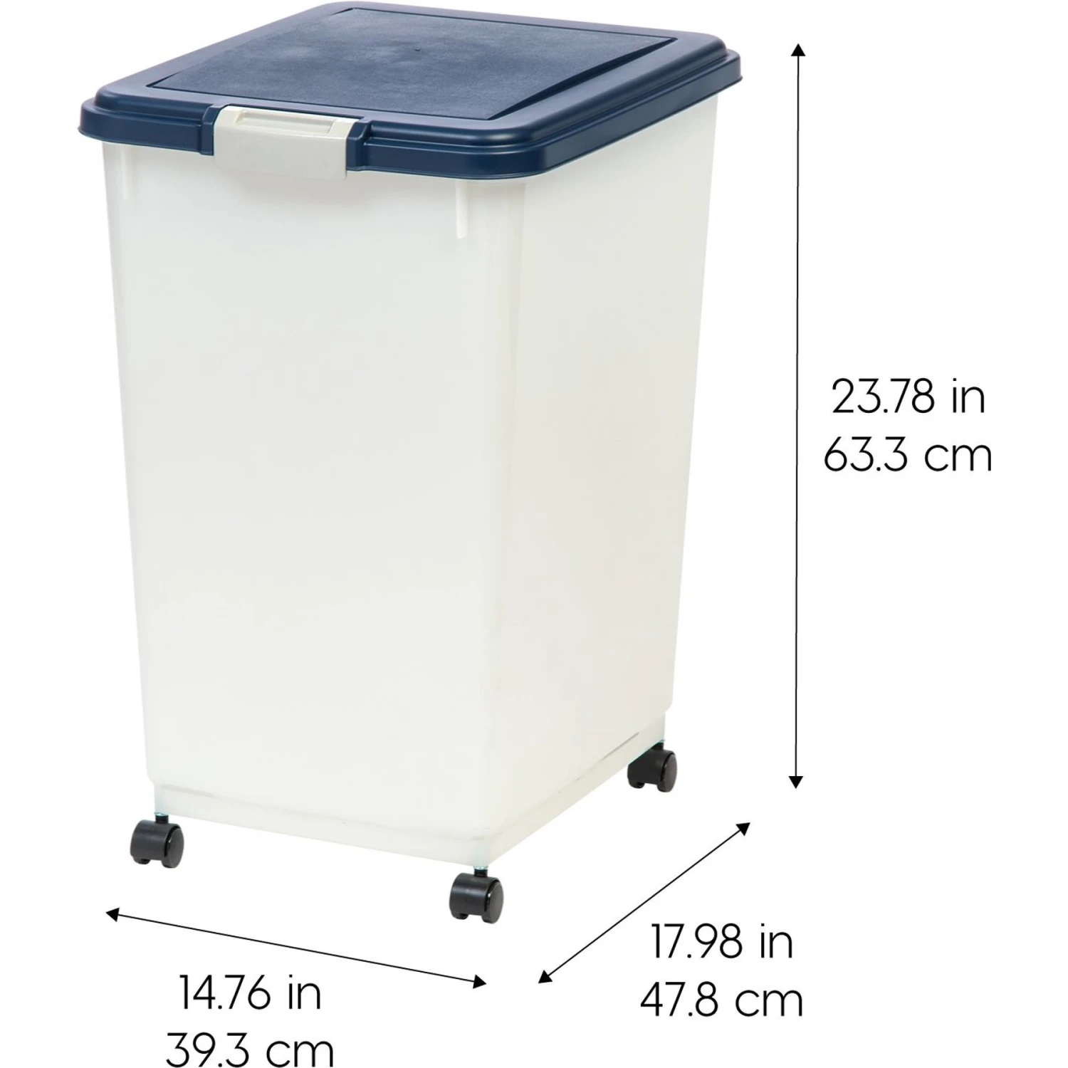 IRIS USA WeatherPro Airtight Dog, Cat, Bird & Other Pet Food Storage Bin Container With Attachable Casters - Image 2
