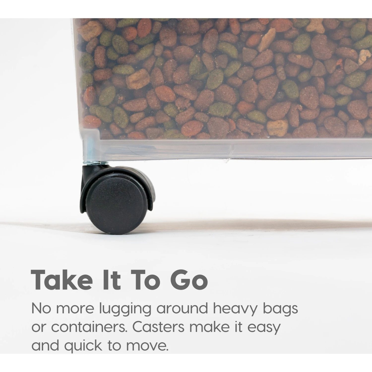 IRIS USA WeatherPro Airtight Dog, Cat, Bird & Other Pet Food Storage Bin Container With Attachable Casters - Image 7