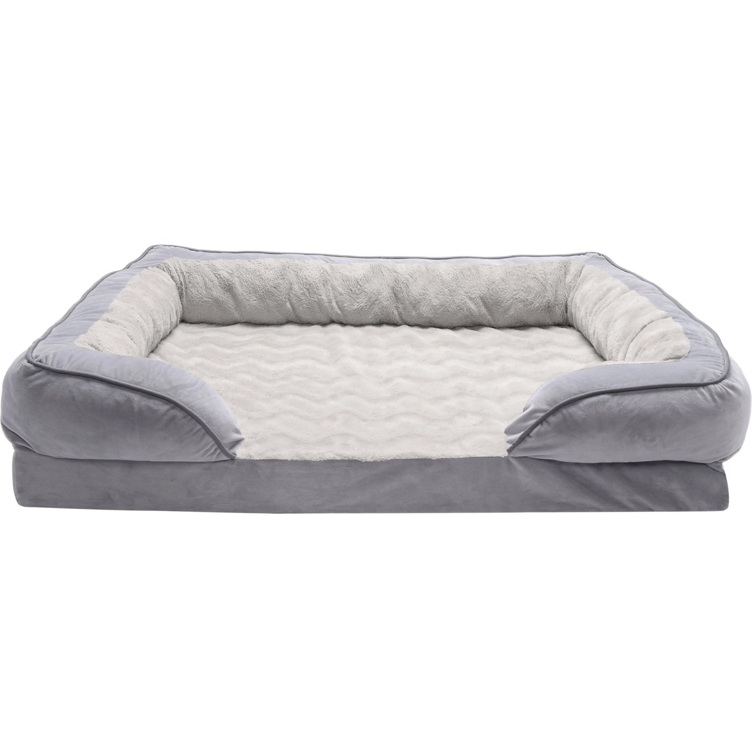FurHaven Velvet Waves Perfect Comfort Cooling Gel Bolster Cat & Dog Bed With Removable Cover - Image 3