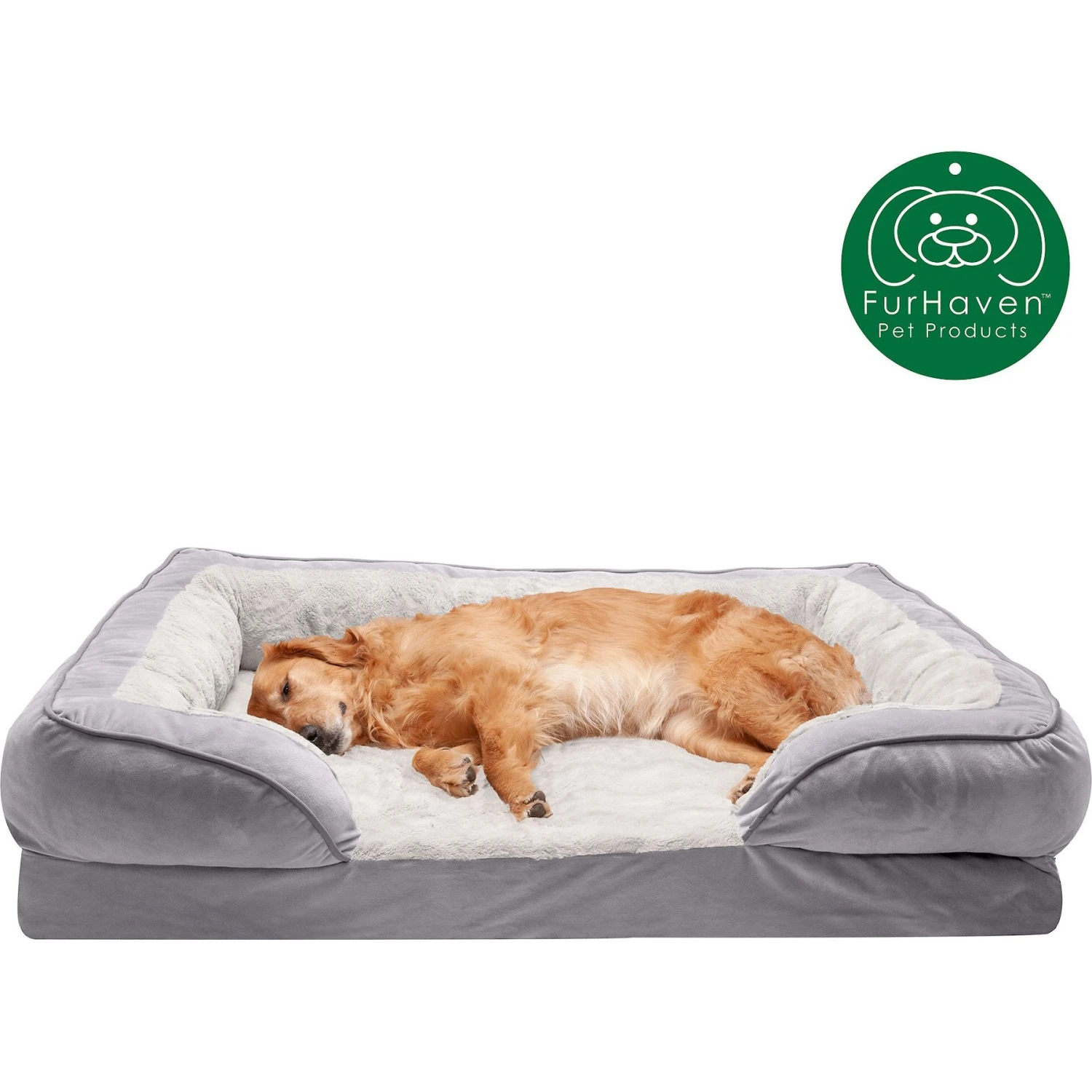 FurHaven Velvet Waves Perfect Comfort Cooling Gel Bolster Cat & Dog Bed With Removable Cover - Image 4
