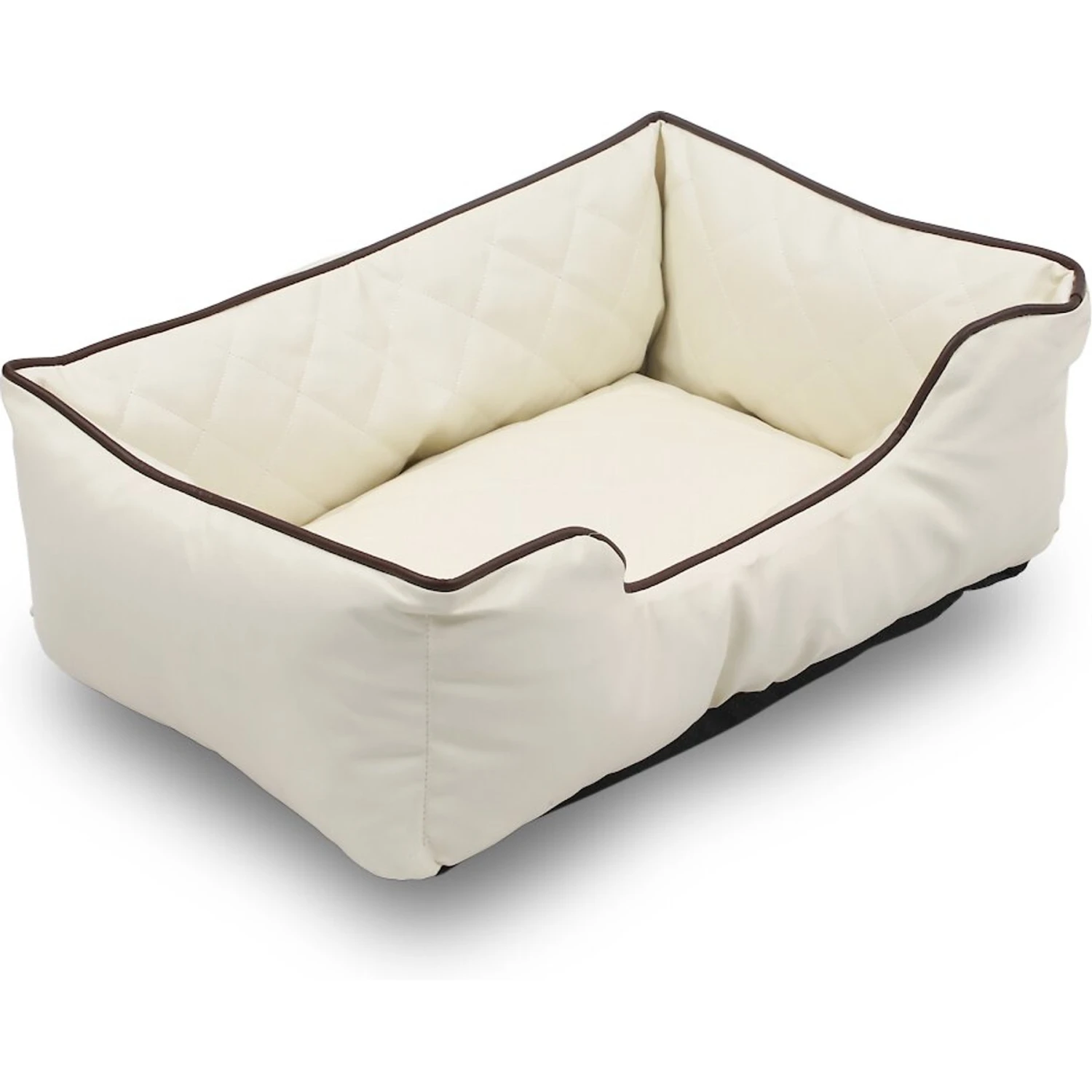 HappyCare Textiles Luxury All Sides Faux Leather Bolster Cat & Dog Bed - Image 2