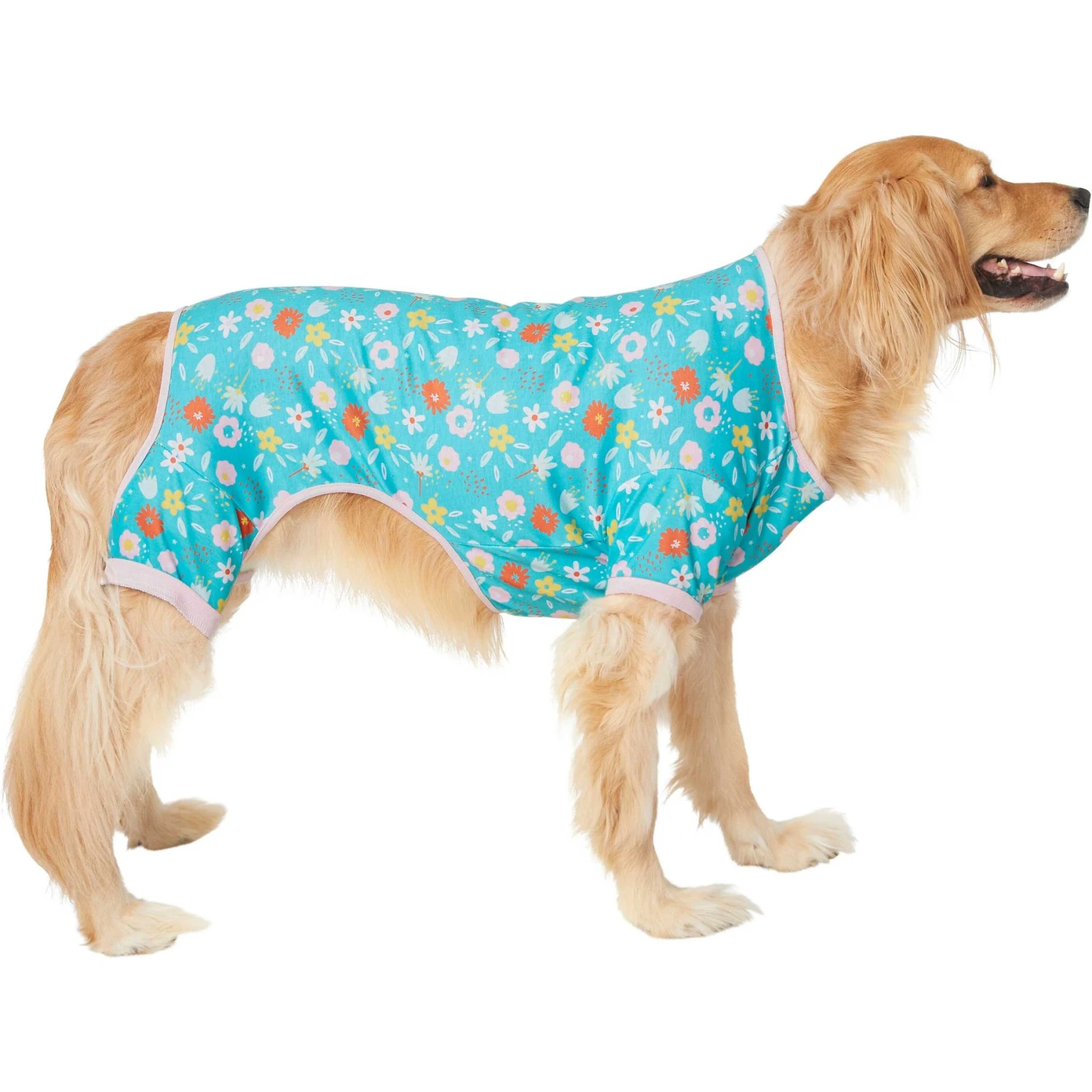 Frisco Teal Floral Dog & Cat Jersey PJs - Image 3