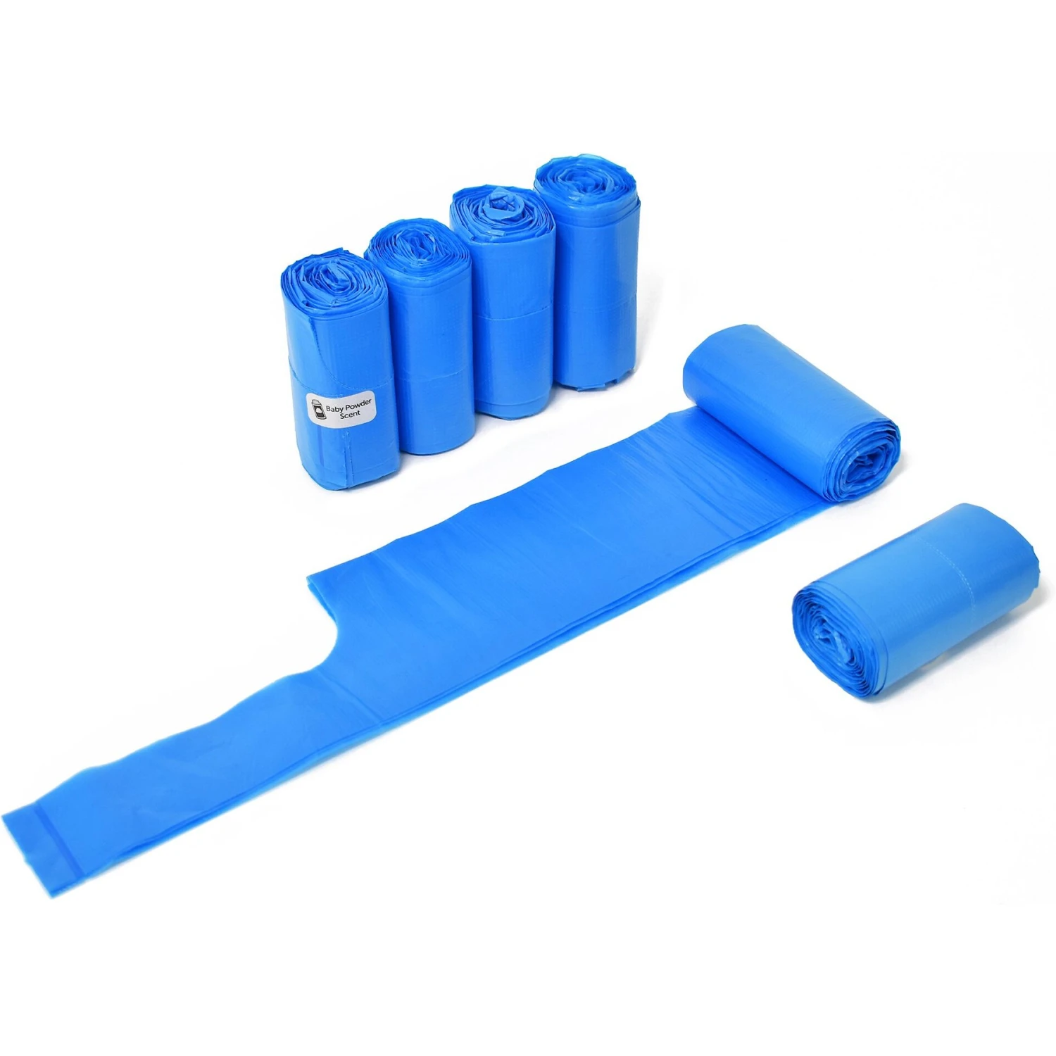 Doggie Walk Bags Baby Powder Scented Tie Handle Dog Poop Bags, Blue, 72 Count - Image 2