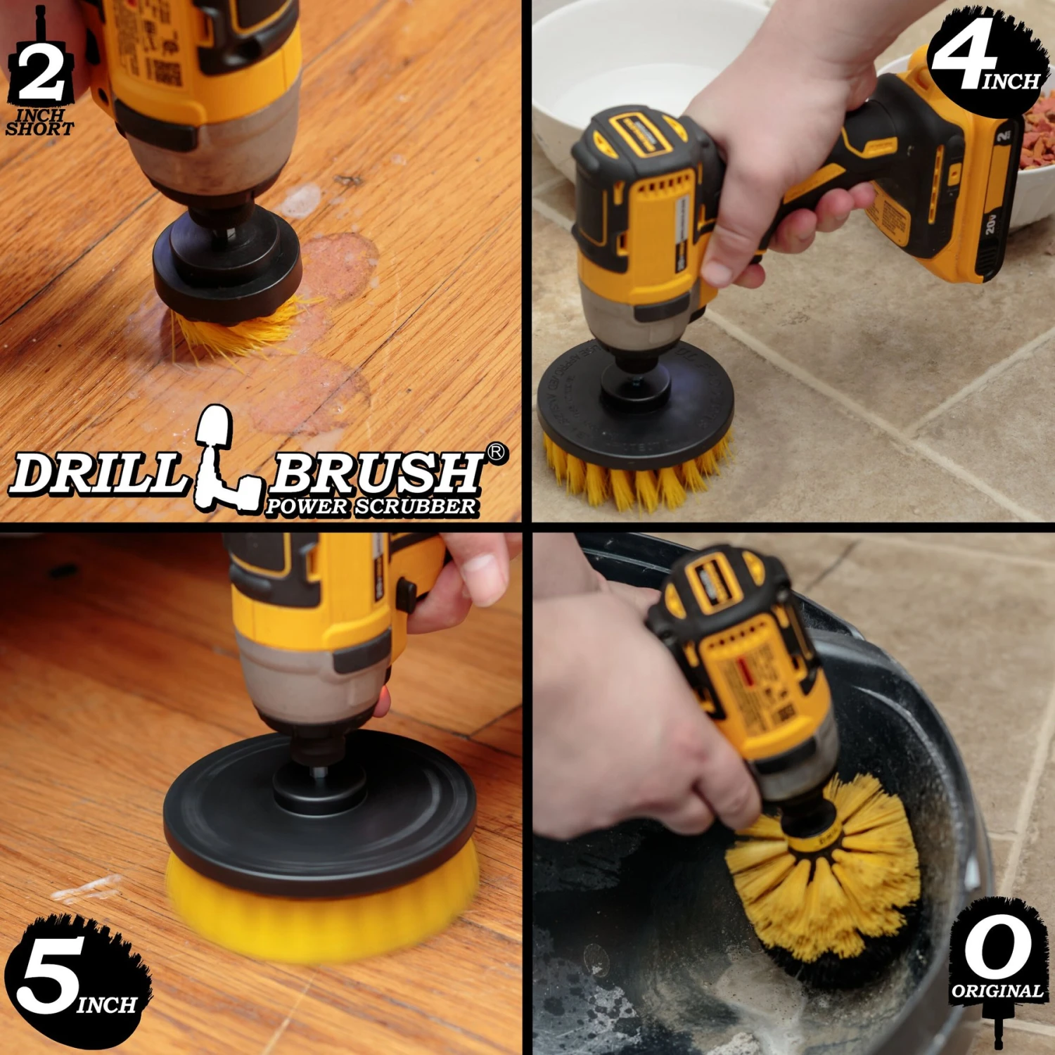 Drillbrush Power Scrubber 4-Piece Stiffness Pet Stain & Hair Removal Kit, Medium Bristle Drill Brush - Image 2