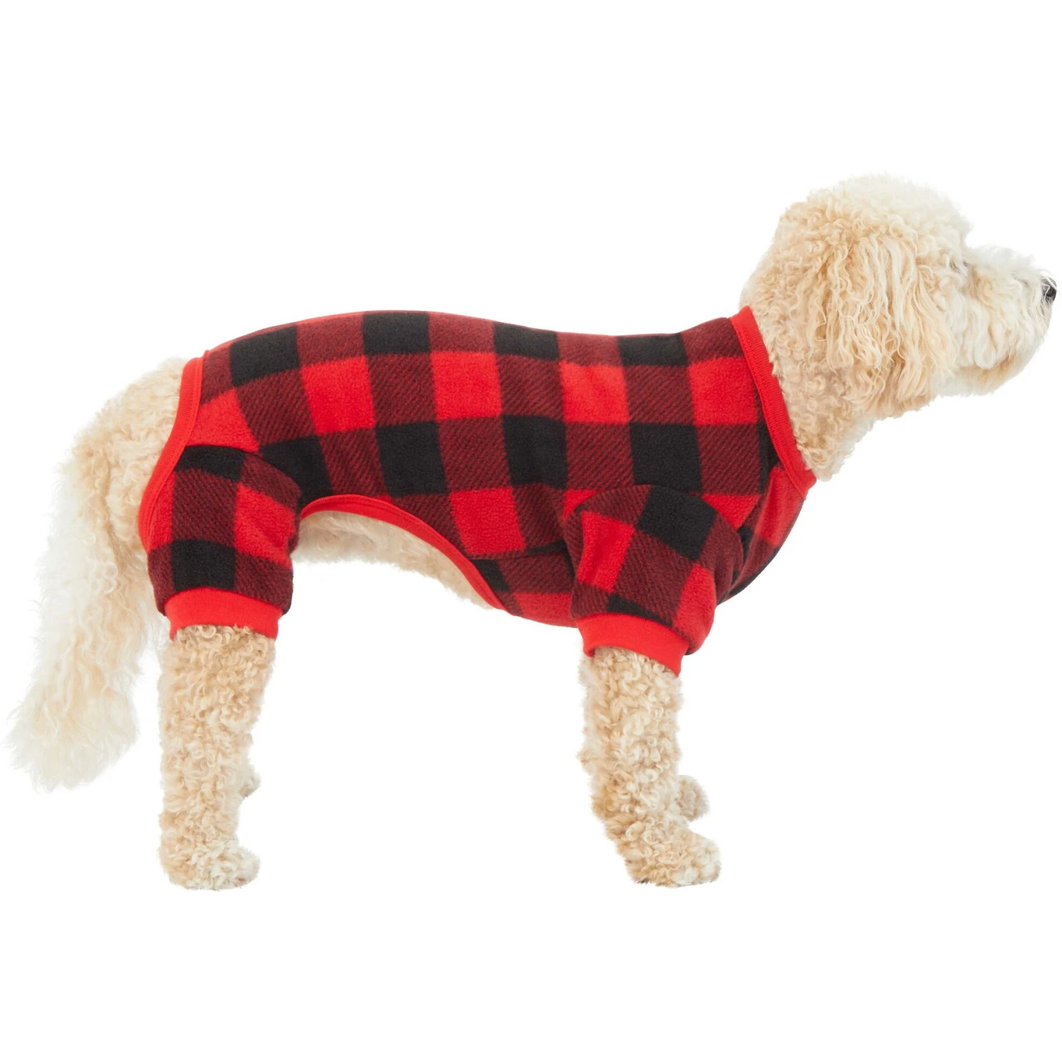 Frisco Dog & Cat Cozy Polar Fleece PJs, Red Plaid - Image 3