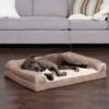 FurHaven Luxe Fur & Performance Linen Orthopedic Sofa Cat & Dog Bed With Removable Cover