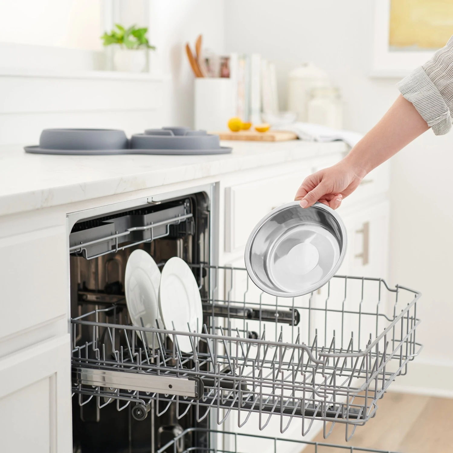 Frisco Silicone Stainless Steel Double Diner Slow Feeder Dog & Cat Bowl, Grey, 3 Cup - Image 5