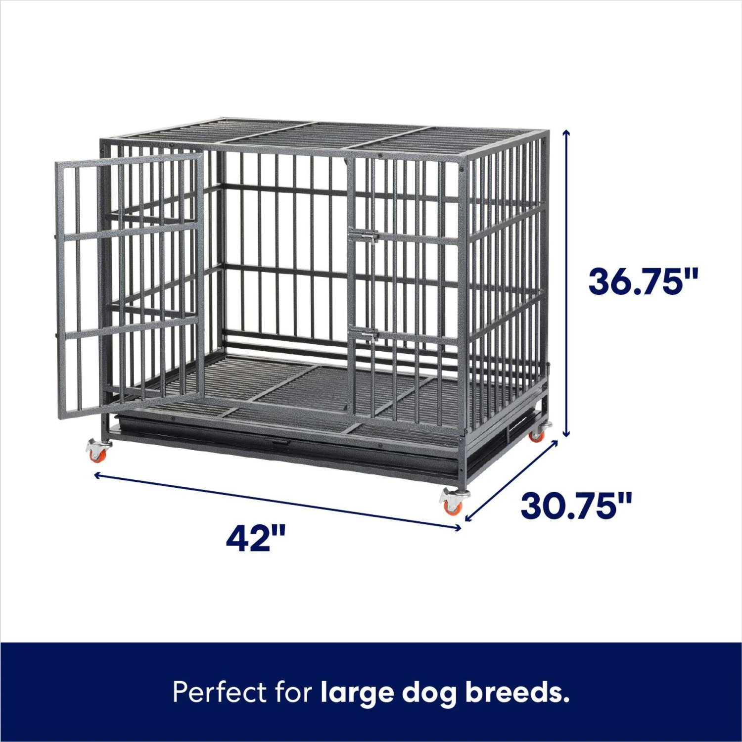Frisco Ultimate Foldable & Stackable Heavy Duty Steel Metal Single Door Dog Crate - Image 2