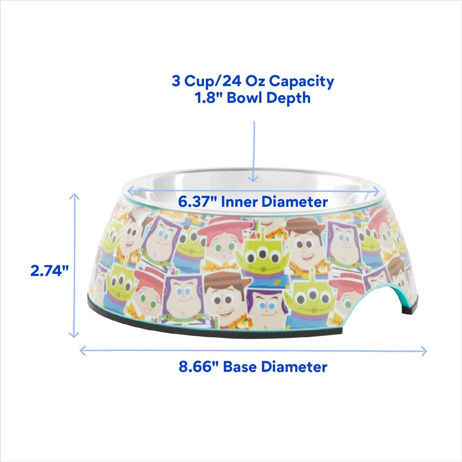 Pixar Toy Story Non-Skid Stainless Steel With Melamine Stand Dog & Cat Bowl - Image 2