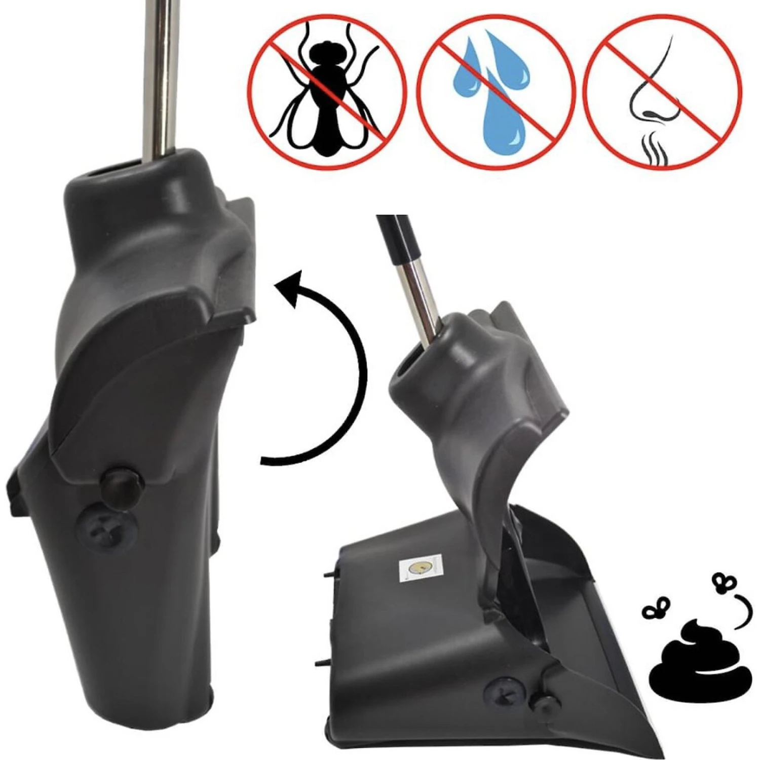 Hygena Scoop Odor Blocking Swivel Bin & Long Handle Rake Dog Poop Scooper - Image 3