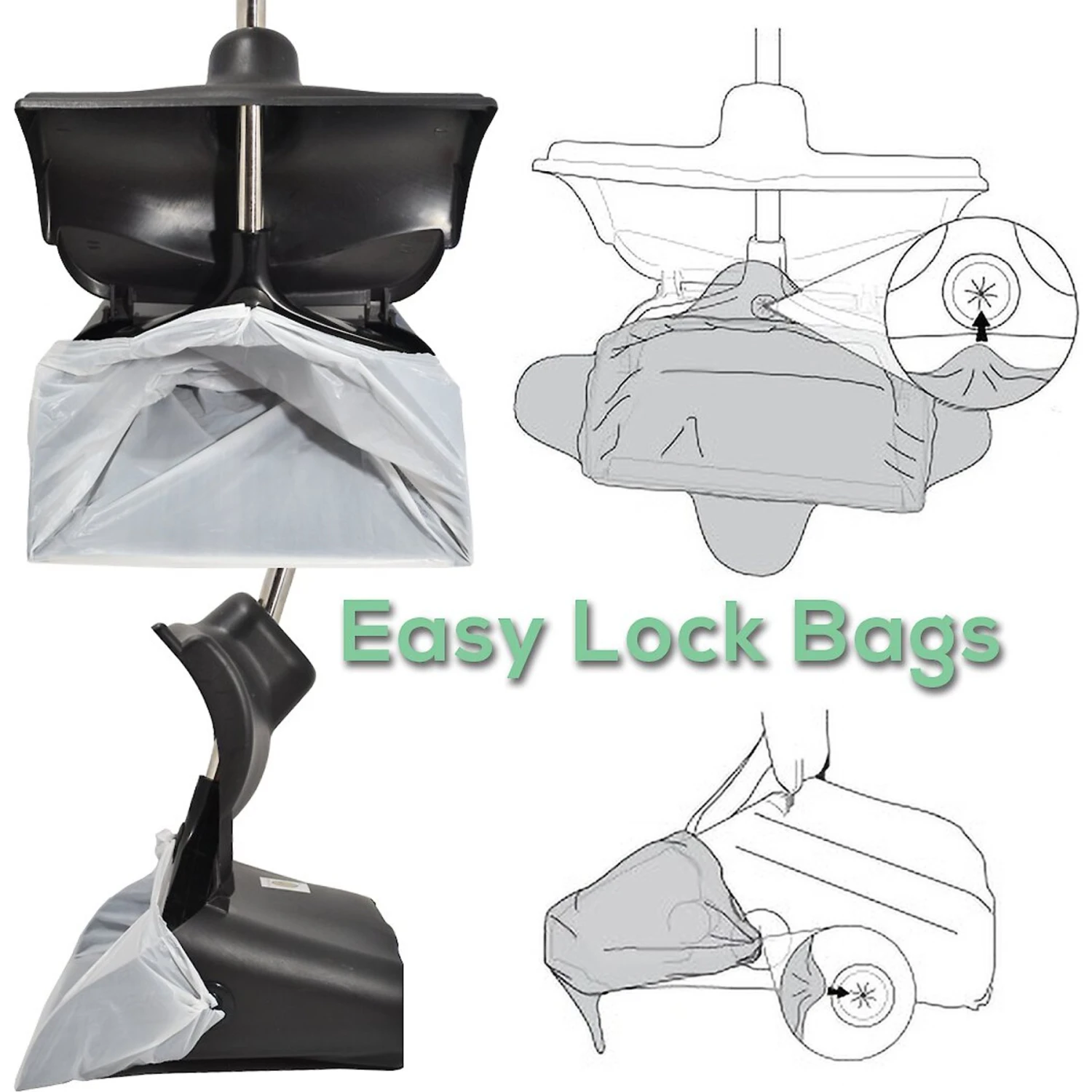 Hygena Scoop Odor Blocking Swivel Bin & Long Handle Rake Dog Poop Scooper - Image 4