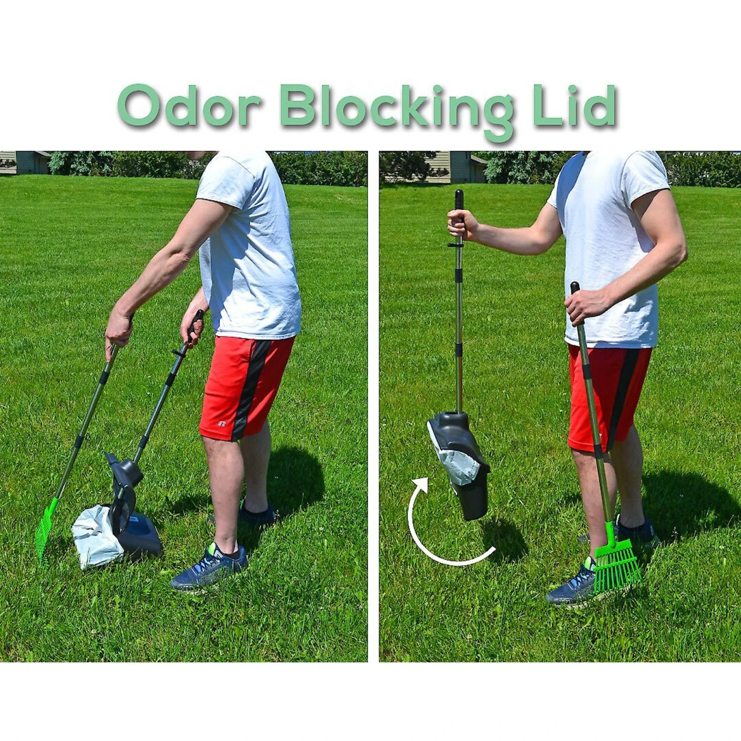 Hygena Scoop Odor Blocking Swivel Bin & Long Handle Rake Dog Poop Scooper - Image 7