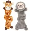 Frisco Giraffe Bungee Plush Squeaky Dog Toy & Frisco Sloth Bungee Plush Squeaky Dog Toy