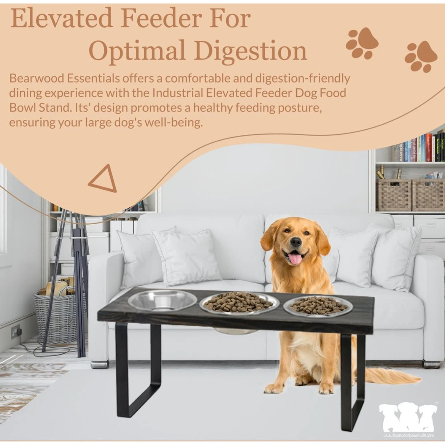 Bearwood Essentials Farmhouse 3-Bowl Elevated Dog Feeder - Image 6