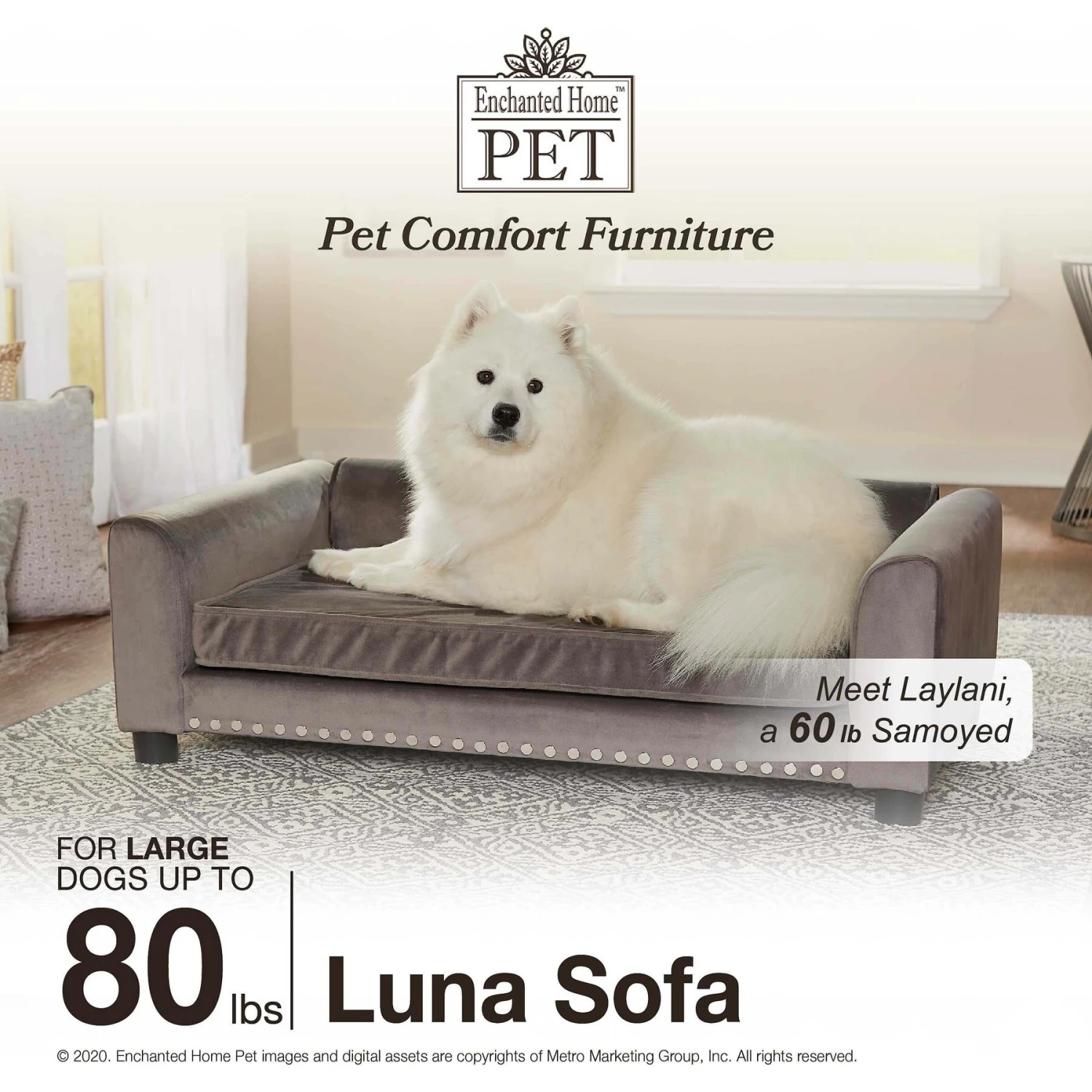 Enchanted Home Pet Luna Sofa Cat & Dog Bed With Removable Cover - Image 5