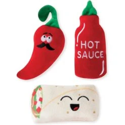 Pet Shop By Fringe Studio Hot & Spicy Small Dog Squeaky Plush Dog Toy, 3 Count