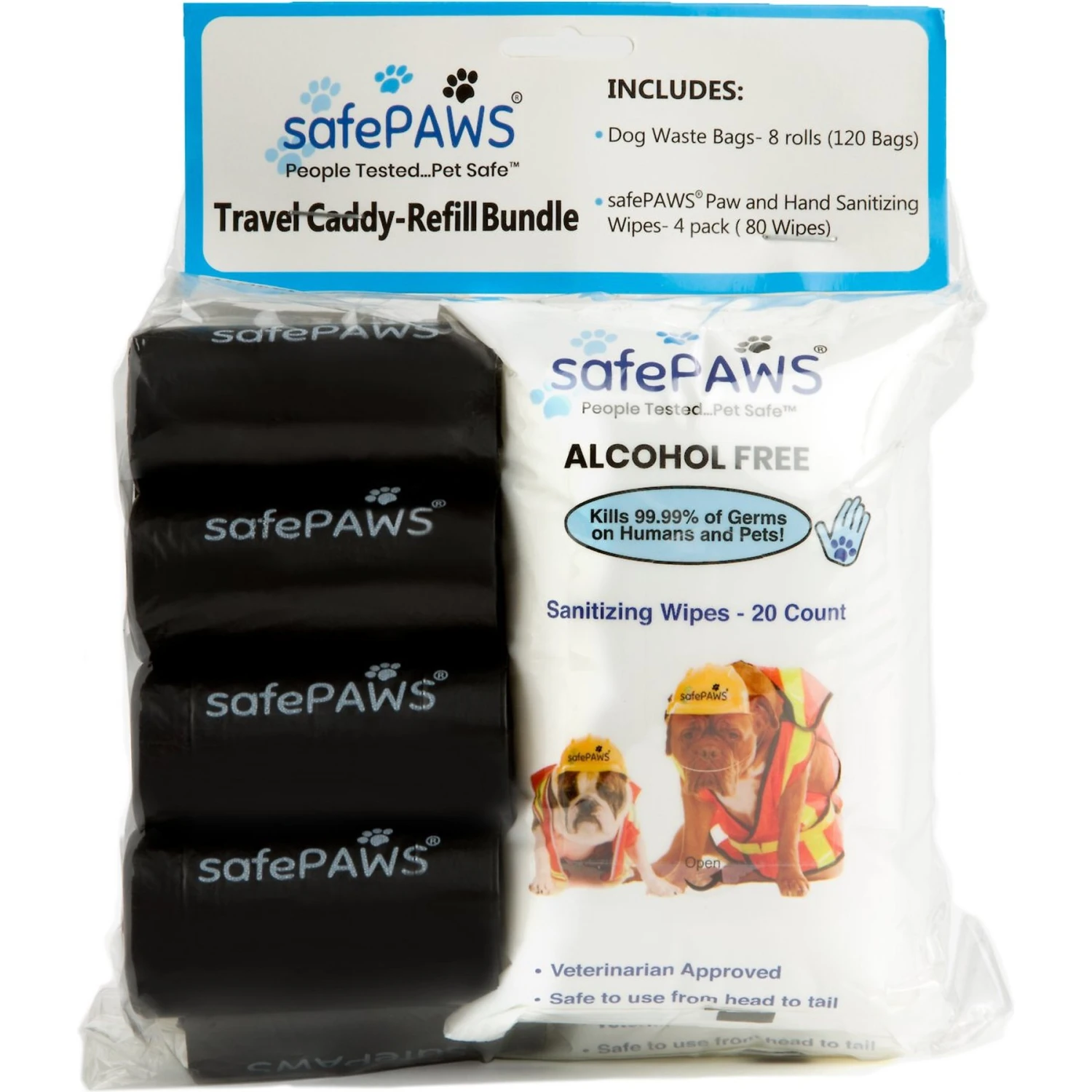 SafePaws Sanitizing & Dog Grooming Travel Caddy Refill Bundle, 20 Count