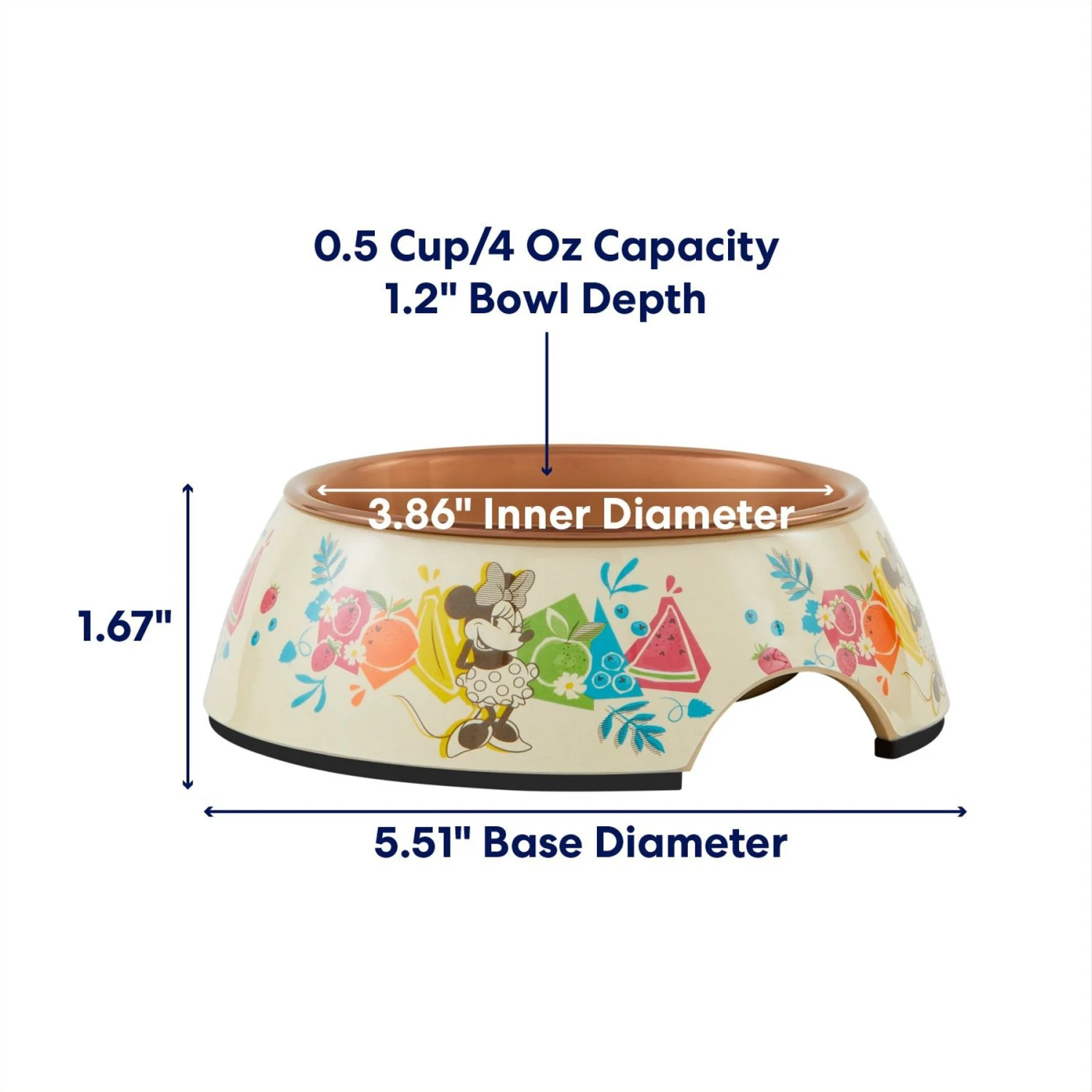 Disney Minnie Mouse Summer Bamboo Melamine Stainless Steel Dog & Cat Bowl - Image 2