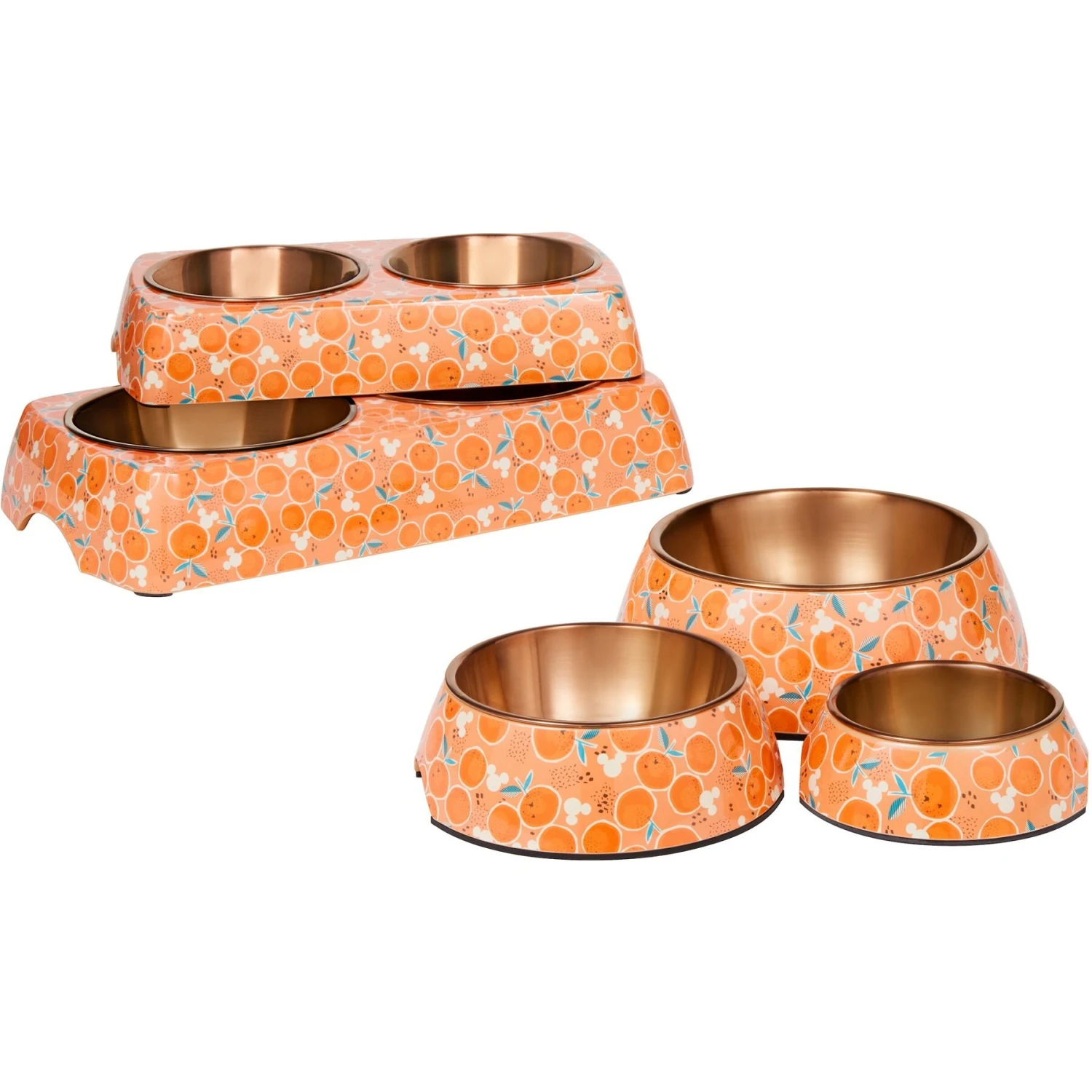 Disney Mickey Mouse Orange Bamboo Melamine Stainless Steel Double Dog & Cat Bowl - Image 8